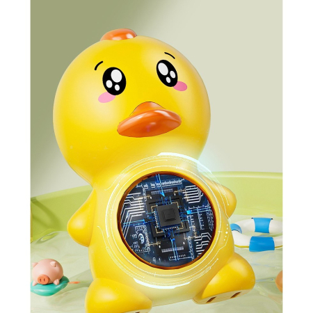 * LICHIDARE STOC * Termometru Electronic LED pentru Baie, Plutitor, Rezistent la apă, IPX7, Multifunctional, 3 Trepte de Temperatura, Model Ratusca, 12x7cm, Galben - [5]