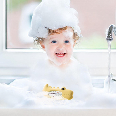 Termometru pentru Baie, Flippy, Plutitor, Rezistent la apa, Multifunctional, Model Crocodil, 2.7x6.5x3.7 cm, Galben [1]