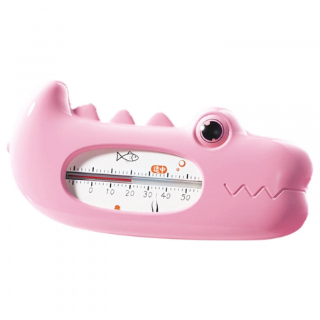 Jucarii, Copii & Bebe - Termometru pentru Baie, Flippy, Plutitor, Rezistent la apa, Multifunctional, Model Crocodil, 2.7x6.5x3.7 cm, Roz