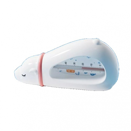 Jucarii, Copii & Bebe - Termometru pentru Baie, Flippy, Plutitor, Rezistent la apa, Multifunctional, Model Urs Polar, 15x7.5x4 cm, Alb