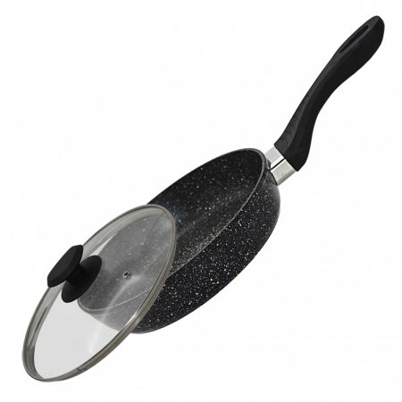 Pentru Casa si Camping - Tigaie adanca cu capac GP-34220, acoperire din marmura, 20cm