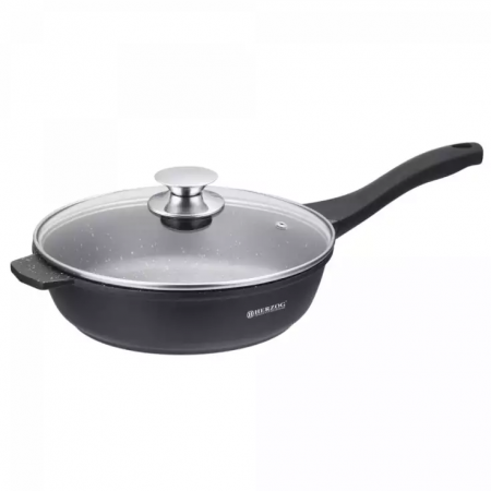 Pentru Casa si Camping - Tigaie adanca cu capac HR-DF28M, acoperire din marmura, 28cm