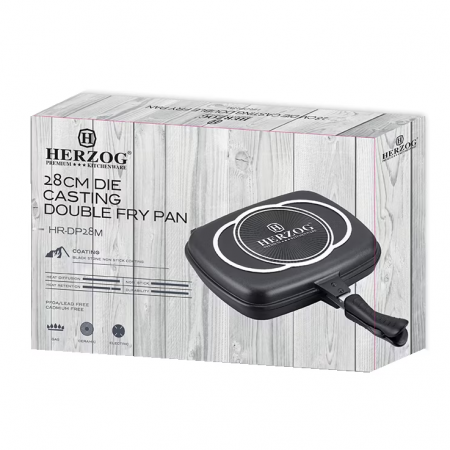 Tigaie gril dubla HR-DP34M, acoperire din marmura, 34cm [2]