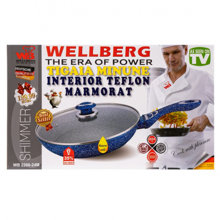 Tigaie universala Wellberg, cu interior antiaderent, diametru 24 cm, WB-2266-24R [3]