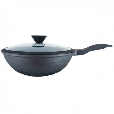 Pentru Casa si Camping - Tigaie wok cu capac, diametru 30 cm