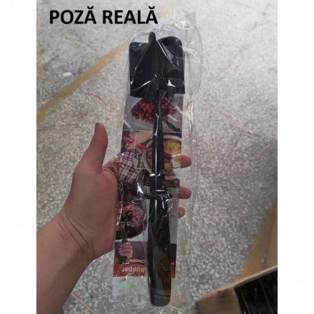 Tocator de Carne Manual, Flippy, cu Lama pentru Tocarea si Amestecarea Carnii, 28x6cm, cu 5 Lame Curbate, Rezistent la Caldura, Multifunctional, Plastic Rezistent, Negru [7]