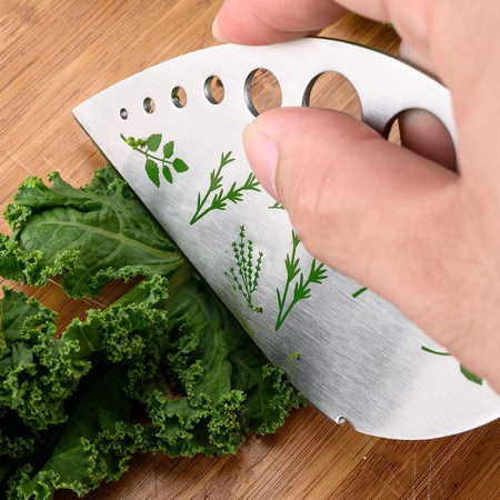 Tocator manual pentru ierburi Flippy, instrument de curatat frunze, margini ascutie, 9 gauri de diferite dimensiuni, multifunctional, material otel inoxidabil, maner ergonomic, rezistent la rugina, 12 [6]