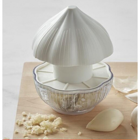 Tocator manual pentru usturoi, in forma de usturoi, cutite rezistente, utilizare prin apasare, material ABS si inox, 9.5x9.5x9.3 cm, alb [6]