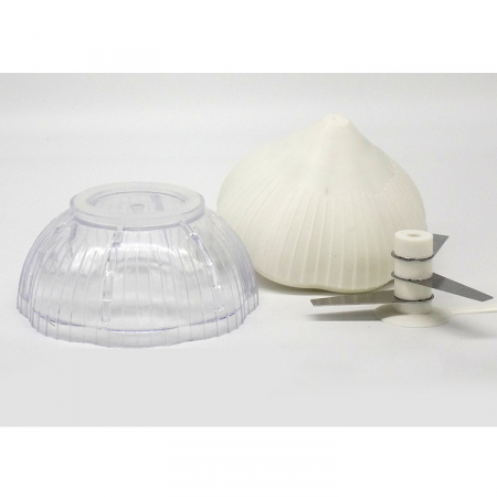 Tocator manual pentru usturoi, in forma de usturoi, cutite rezistente, utilizare prin apasare, material ABS si inox, 9.5x9.5x9.3 cm, alb [4]