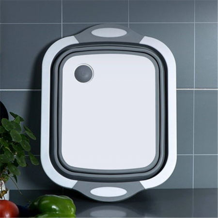 * LICHIDARE STOC * Tocator Multifunctional, Flippy, 2 in 1, cu Cos pentru Spalat si Scurgere Alimente, 480 g, Pliabila, Gri - [2]
