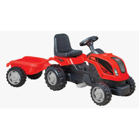 Masinute, vehicule pentru copii - Tractor cu remorcă și pedale RDB-01-010,ROȘU, pentru copii
