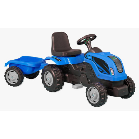 Masinute, vehicule pentru copii - Tractor cu remorcă și pedale RDB-01-012 albastru, pentru copii