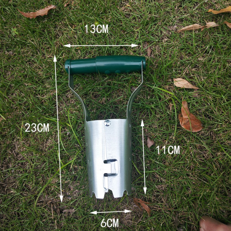 Transplantator Agricol Cilindric, Flippy, din Otel si Plastic, 6 cm Diametru, cu Maner Flexibil, 23 x 6 x 13 cm, Verde [0]