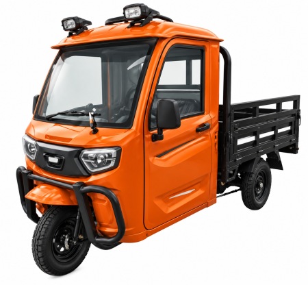 Tricicluri electrice cargo și cu benă - Tricicleta electrica cu remorca basculabila si cabina deschisa Blade TX-700, Motor 1200W, Autonomie pana la 50km