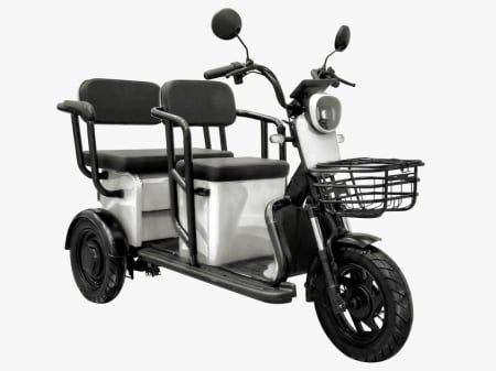 Fără permis - Tricicleta electrica, Volta APM5, 1000W, 25 km/h, Autonomie pana la 40 km, alb, fara permis