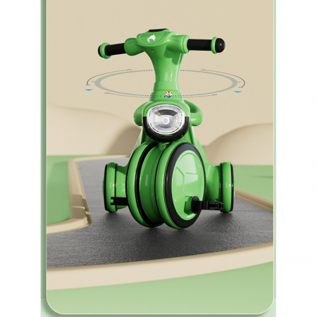 Tricicleta pentru copii Flippy, pedalare, impingere, lumini si sunete, pedale antiderapante, material dur, cos depozitare, varsta peste 18 luni, 80x40x52 cm, verde [3]