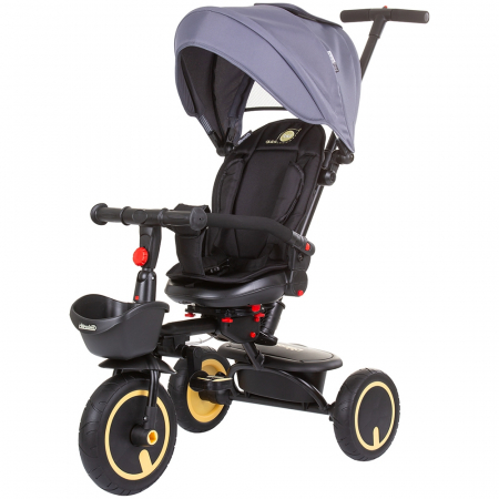 Biciclete, trotinete, triciclete - Tricicleta pliabila Chipolino Quick Fold cu sezut reversibil graphite