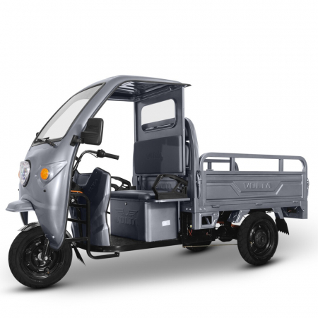 Scutere si tricicluri - Triciclu electric 3900W, Voltarom VT5 Fara permis, 72V, 60Ah, 25 Km/h, Gri, Autonomie 70Km, cu cabina deschisa