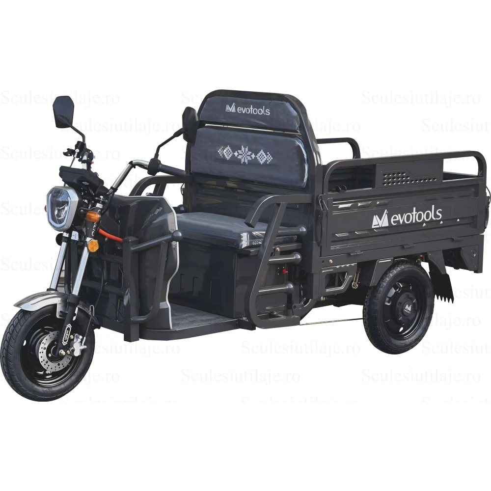 Fără permis - Triciclu Electric Cargo cu Descarcare Hidraulica Evotools TRCC1000, 1000 W, autonomie 71km - Copie