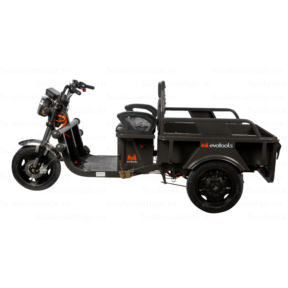 Triciclu Electric Cargo Evotools TRCC800 , 800W, autonomie 35 km, Remorca Basculabila, Pornire cu Cartela & Bluetooth, Frana de mana si picior, Reductor Greu/Usor [3]