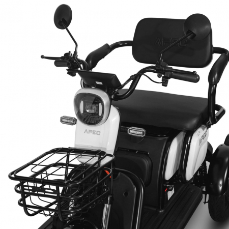 Triciclu Electric, Fara Permis, Motor 1000W, 2-3 locuri, APEC APM2 Alb, Autonomie pana la 36 km, Omologat RAR [5]