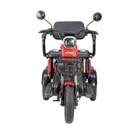 Triciclu Electric , Fara Permis, Motor 1000W, 2-3 locuri, Voltarom APEC APM2 Rosu, Autonomie pana la 36 km, Omologat RAR [4]