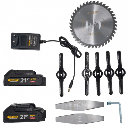 Trimmer pentru tuns iarba pe acumulator PROCRAFT PTA-24 10000 rot/min, 2 x acumulatori 21V/1.5Ah [4]