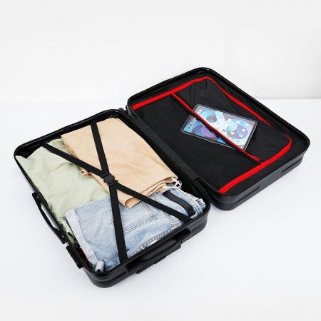 Troler de Calatorie, Flippy, 56 x 35 x 22 cm, 4 Roti, Maner Reglabil, din ABS, cu Fermoar, Blocare cu Cod, Impermeabil, Model Astronaut, Negru [4]