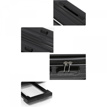 Troler de Calatorie, Flippy, 56 x 35 x 22 cm, 4 Roti, Maner Reglabil, din ABS, cu Fermoar, Blocare cu Cod, Impermeabil, Model Astronaut, Negru [5]