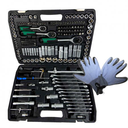 Trusa de 216 piese, crom vanadiu, biti si tubulare + Manusi [0]