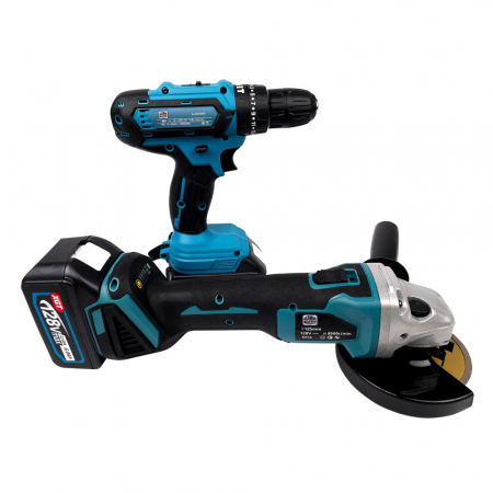 Trusa German Meister Autofiletanta + Flex + Rotopercutor + Masina cu impact, cu 2 acumulatori, 128V, 6 ah [1]