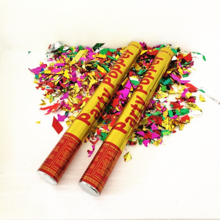 Decorațiuni și accesorii pentru petreceri - Tub de Confetti, Flippy, Party Popper, 40x5 cm, Confetii Asortate din Aluminiu, Multicolor