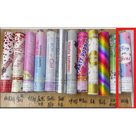 Tun Confetti, Flippy, Model Gender Reveal, Boy or Girl, 40 cm, Ambalaj din Carton, Eliberare prin Rasucire, Albastru [3]