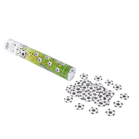 Decorațiuni și accesorii pentru petreceri - Tun Confetti, Flippy, Model Mingi de Fotbal, 28 cm, Ambalaj din Carton, Eliberare prin Rasucire, Alb Negru