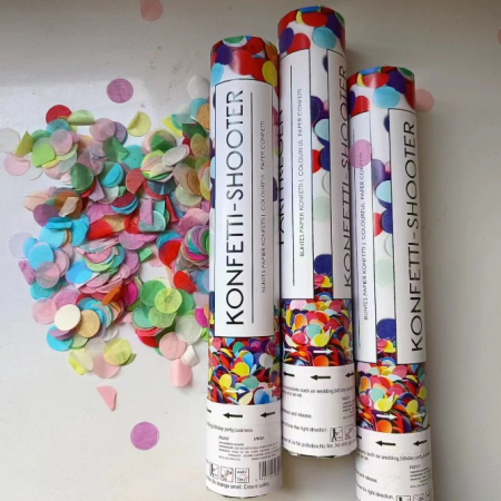 Decorațiuni și accesorii pentru petreceri - Tun de Confetti, 40 cm. Flippy, Model Konffetti Shooter, Paiete din Hartie, Multicolor