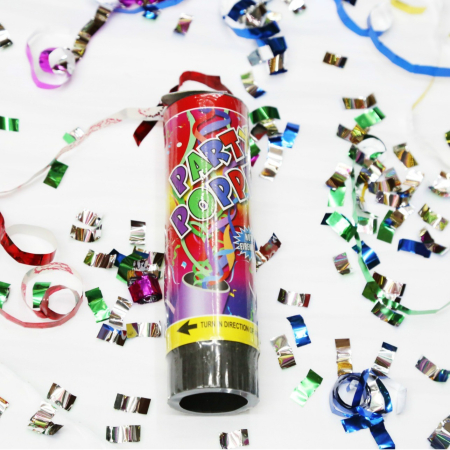 Decorațiuni și accesorii pentru petreceri - Tun de Confetti, Flippy, Party Popper 15 cm, Model Panglici din Folie, Multicolor