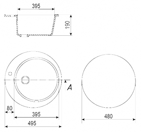 Chiuveta rotunda de bucatarie Ulgran U-405-328 Bej, 49.5 cm [3]