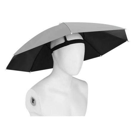 Textile și accesorii pentru casă și călătorii - Umbrela de Cap, Flippy, Diametru 69 cm, Banda Elastica de Cap, Protectie UV/Ploaie, Gri