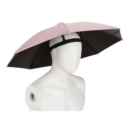 Textile și accesorii pentru casă și călătorii - Umbrela de Cap, Flippy, Diametru 69 cm, Banda Elastica de Cap, Protectie UV/Ploaie, Roz