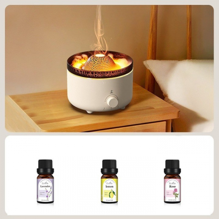 Umidificator de tip vulcan, Flippy, cu aromaterapie, cu telecomanda, 560 ml, model V21A, alb [3]