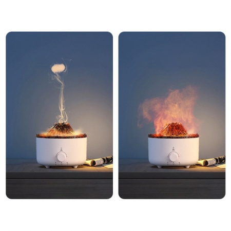 Umidificator de tip vulcan, Flippy, cu aromaterapie, cu telecomanda, 560 ml, model V21B, alb [1]