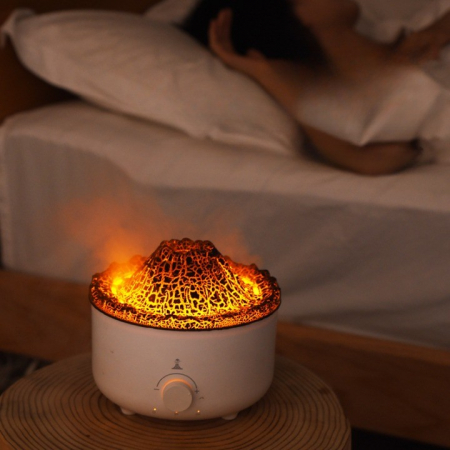 Umidificator de tip vulcan, Flippy, cu aromaterapie, cu telecomanda, 560 ml, model V21B, alb [3]