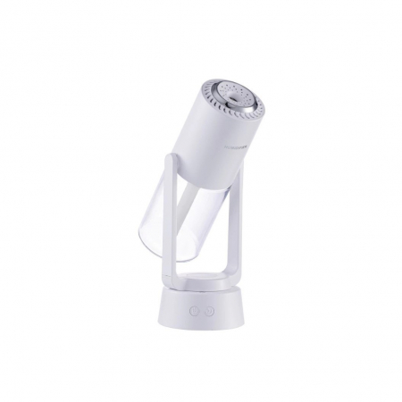 Umidificatoare - Umidificator si Purificator aer ultrasonic portabil, rezervor 200ml, cu ioni negativi, LED 7 culori, rotatie 360 grade, Alb