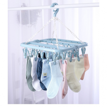 Uscator de rufe Flippy, 32 de cleme, Plastic, Pliabil, rotire 360 grade, 32x32 cm, Albastru [4]