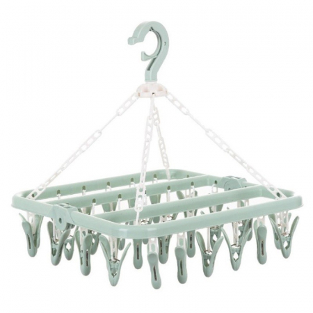 Uscator de rufe Flippy, 32 de cleme, Plastic, Pliabil, rotire 360 grade, 32x32 cm, Verde [3]