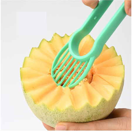 Ustensila bucatarie 4 in 1 pentru taiat si decorat fructe Flippy, material inox si plastic, compact, 28x6.2 cm, verde [7]