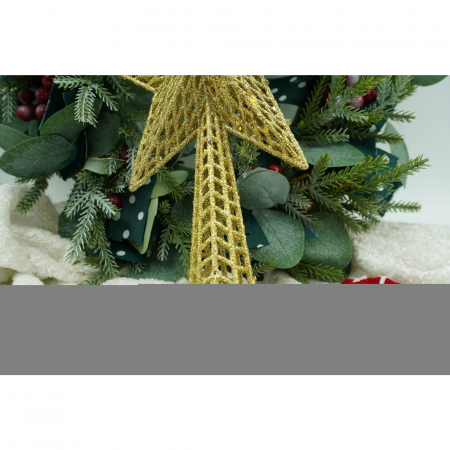 Varf decorativ de brad, Auriu, in forma de Stea, cu model decupat, din Plastic/Metal, 18 cm x 26 cm, Interior/Exterior, Flippy [3]