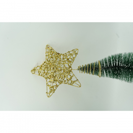 Varf decorativ de brad, Auriu, in forma de Stea, design cu paiete, din Plastic/Metal, 18 cm x 23 cm, Interior/Exterior, Flippy [3]