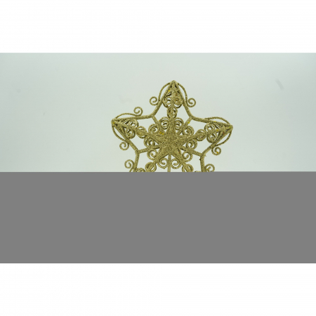 Varf decorativ de brad, Auriu, in forma de Stea, design forjat, din Plastic/Metal, 14.5 cm x 20 cm, Interior/Exterior, Flippy [3]