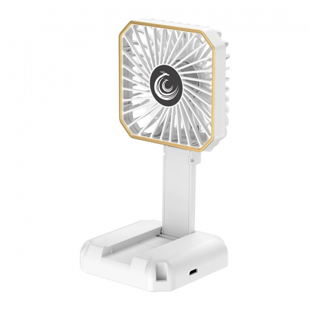 Ventilator Portabil, Flippy, de Gat, de Birou, Suport Telefon, 14 x 7 cm, Incarcare USB, din ABS, 3 Viteze, Alb [0]